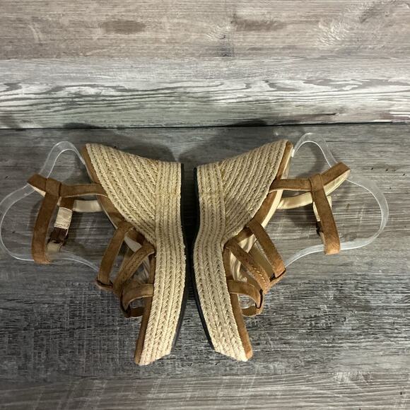 UGG Suede Espadrille Wedge Sandals Tan Brown Size 10 - Picture 7 of 12